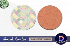 Pastel diamond pattern Round Coaster PNG Product Image 1