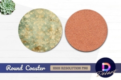Distressed teal damask round coaster png Product Image 1