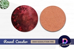 Red roses floral Round Coaster PNG Product Image 1