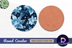 Winter floral snowflake Round Coaster PNG Product Image 1