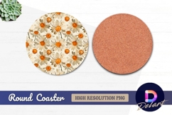 Daisy floral pattern for Round Coaster PNG Product Image 1