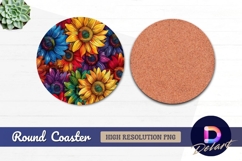 Colorful sunflowers Round Coaster PNG Product Image 1