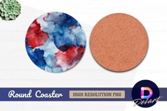 Abstract ink painting red and blue Round Coaster PNG Product Image 1
