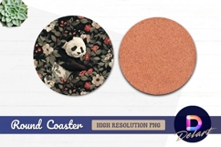 Panda in floral Round Coaster PNG Product Image 1