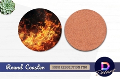 Fiery flames background for Round Coaster PNG Product Image 1