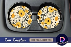 Floral pattern Round Car Coaster PNG Product Image 1