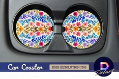 Floral watercolor Round Car Coaster PNG Product Image 1