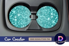 Teal glitter sparkle Round Car Coaster PNG Product Image 1