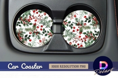 Watercolor christmas Round Car Coaster PNG Product Image 1