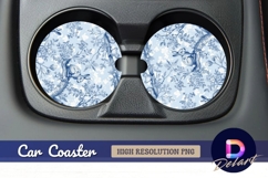Blue toile illustration Round Car Coaster PNG Product Image 1