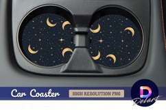 Celestial moon and star Round Car Coaster PNG Product Image 1