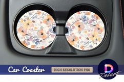 Watercolor floral pattern Round Car Coaster PNG Product Image 1