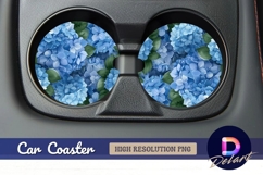Blue hydrangea flower Round Car Coaster PNG Product Image 1