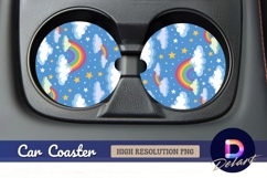 Rainbows stars clouds Round Car Coaster PNG Product Image 1