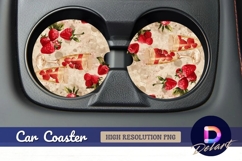 Strawberries and champagne Round Car Coaster PNG Product Image 1