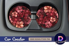 Red and pink floral Round Car Coaster PNG Product Image 1