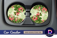 Floral Round Car Coaster PNG Product Image 1