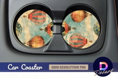 Vintage hot air balloons Round Car Coaster PNG Product Image 1