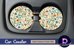Floral pattern Round Car Coaster PNG Product Image 1