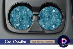 Blue watercolor snowflakes Round Car Coaster PNG Product Image 1