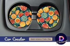 Watercolor citrus fruit Round Car Coaster PNG Product Image 1
