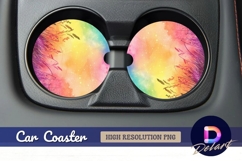 Watercolor sunset meadow Round Car Coaster PNG Product Image 1