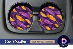 Purple and gold feathers Round Car Coaster PNG Product Image 1