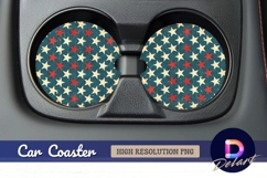Patriotic red white and blue stars Round Car Coaster PNG Product Image 1