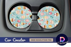 Cute watercolor birthday cupcakes Round Car Coaster PNG Product Image 1