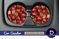 Strawberry illustration Round Car Coaster PNG Product Image 1