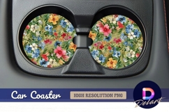 Floral Round Car Coaster PNG Product Image 1