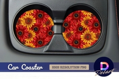 Sunflowers red and yellow Round Car Coaster PNG Product Image 1