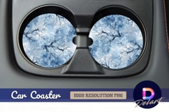 Blue watercolor winter tree Round Car Coaster PNG Product Image 1