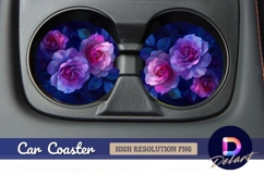 Pink and purple roses Round Car Coaster PNG Product Image 1
