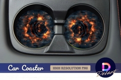 Burning dark rose Round Car Coaster PNG Product Image 1