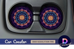 Colorful floral mandala spiritual Round Car Coaster PNG Product Image 1