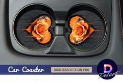 Orange rose heart art Round Car Coaster PNG Product Image 1