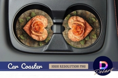 Peach heart rose Round Car Coaster PNG Product Image 1