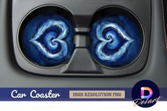Abstract heart car coaster blue Round Car Coaster PNG Product Image 1
