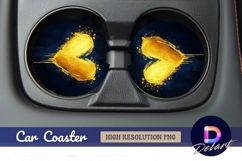 Golden heart brushstroke Round Car Coaster PNG Product Image 1