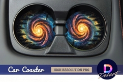 Stunning galaxy swirl forest Round Car Coaster PNG Product Image 1