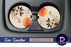 Floral sun art elegant Round Car Coaster PNG Product Image 1