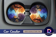 Colorful autumn river landscape Round Car Coaster PNG Product Image 1