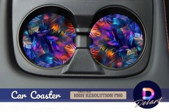 Tropical leaves in vibrant colors Round Car Coaster PNG Product Image 1