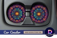Ornate floral mandala Round Car Coaster PNG Product Image 1