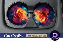 Abstract orange rose art Round Car Coaster PNG Product Image 1