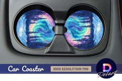 Watercolor aurora borealis winter Round Car Coaster PNG Product Image 1