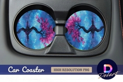 Cherry blossom tree reflecting on Round Car Coaster PNG Product Image 1
