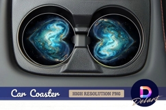 Heart shaped abstract galaxy Round Car Coaster PNG Product Image 1