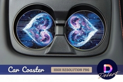 Abstract heart painting decorative Round Car Coaster PNG Product Image 1